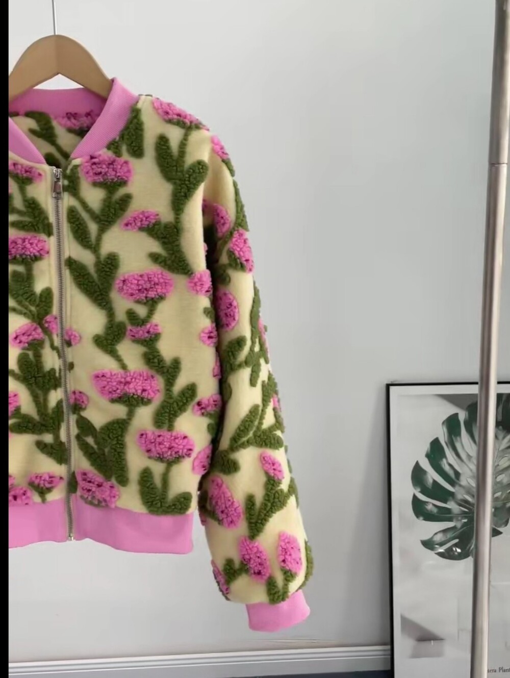 Vintage Women's 3D Floral Embossed Bomber Jacket Coat - Picture 9 of 14